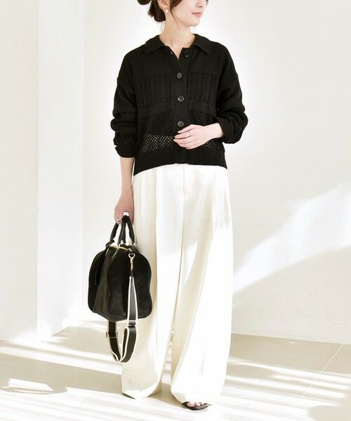 SHIPS / シップス その他パンツ | 《予約》quaranciel:〈手洗い可能〉サテン センタープレス ハイウエスト ワイド パンツ | 詳細1