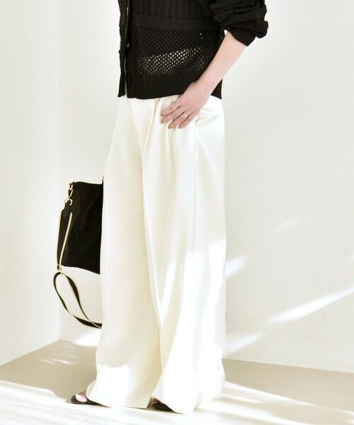 SHIPS / シップス その他パンツ | 《予約》quaranciel:〈手洗い可能〉サテン センタープレス ハイウエスト ワイド パンツ | 詳細3