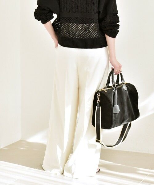 SHIPS / シップス その他パンツ | 《予約》quaranciel:〈手洗い可能〉サテン センタープレス ハイウエスト ワイド パンツ | 詳細4