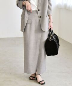 SHIPS / シップス ロング・マキシ丈スカート | 《予約》quaranciel:〈手洗い可能〉ウーステッド Iライン フロントスリット スカート