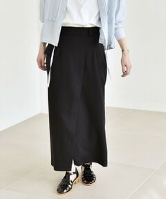 SHIPS / シップス ロング・マキシ丈スカート | 《予約》quaranciel:〈手洗い可能〉ウーステッド Iライン フロントスリット スカート