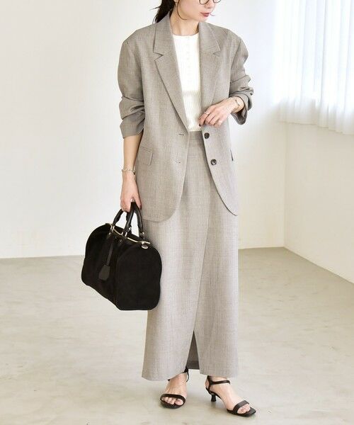 SHIPS / シップス ロング・マキシ丈スカート | 《予約》quaranciel:〈手洗い可能〉ウーステッド Iライン フロントスリット スカート | 詳細1