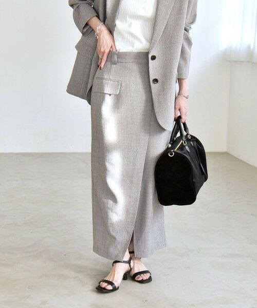 SHIPS / シップス ロング・マキシ丈スカート | quaranciel:〈手洗い可能〉ウーステッド Iライン スリット スカート（セットアップ対応） | 詳細10