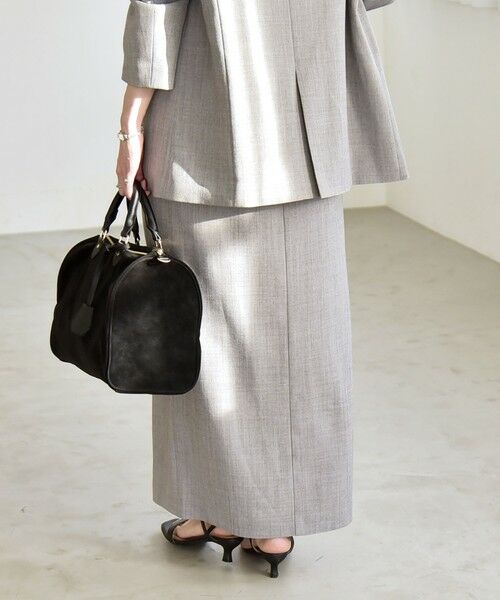 SHIPS / シップス ロング・マキシ丈スカート | 《予約》quaranciel:〈手洗い可能〉ウーステッド Iライン フロントスリット スカート | 詳細4