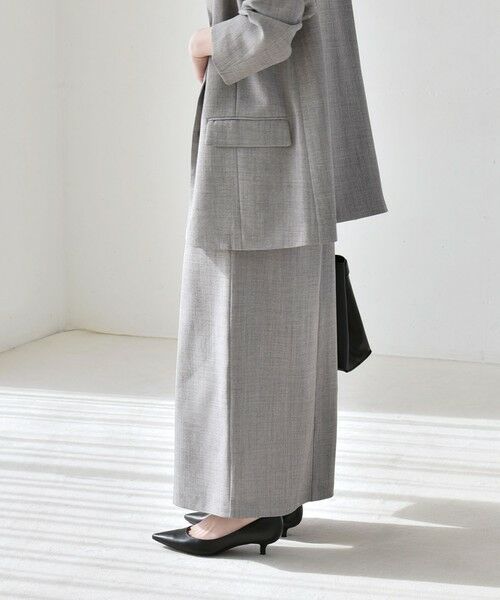 SHIPS / シップス ロング・マキシ丈スカート | quaranciel:〈手洗い可能〉ウーステッド Iライン スリット スカート（セットアップ対応） | 詳細5
