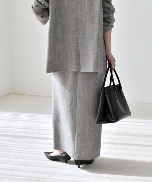 SHIPS / シップス ロング・マキシ丈スカート | quaranciel:〈手洗い可能〉ウーステッド Iライン スリット スカート（セットアップ対応） | 詳細6