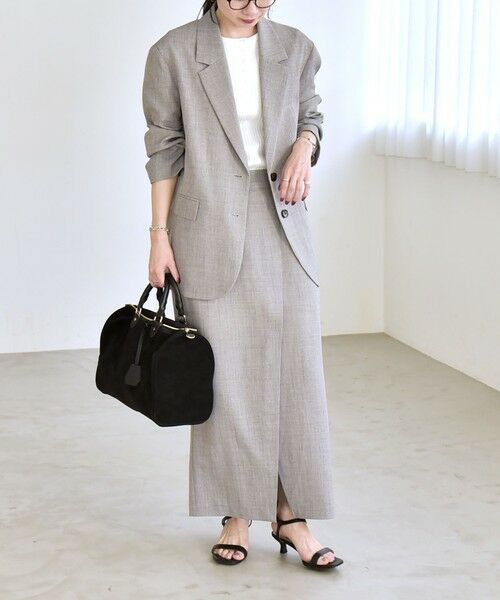 SHIPS / シップス ロング・マキシ丈スカート | quaranciel:〈手洗い可能〉ウーステッド Iライン スリット スカート（セットアップ対応） | 詳細9