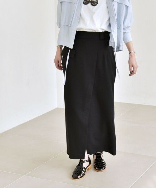 SHIPS / シップス ロング・マキシ丈スカート | quaranciel:〈手洗い可能〉ウーステッド Iライン スリット スカート（セットアップ対応） | 詳細30