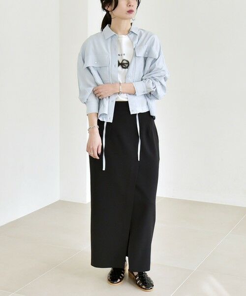 SHIPS / シップス ロング・マキシ丈スカート | 《予約》quaranciel:〈手洗い可能〉ウーステッド Iライン フロントスリット スカート | 詳細5