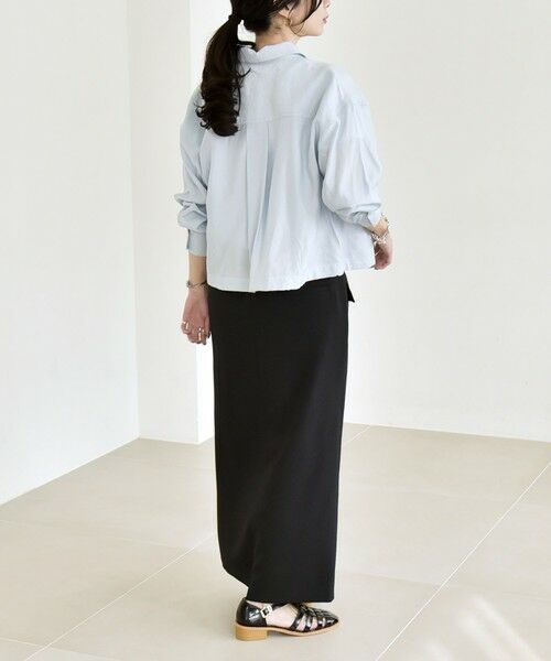 SHIPS / シップス ロング・マキシ丈スカート | 《予約》quaranciel:〈手洗い可能〉ウーステッド Iライン フロントスリット スカート | 詳細6