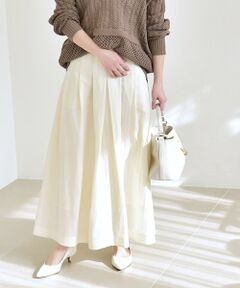 SHIPS / シップス ロング・マキシ丈スカート | 《予約》quaranciel:〈洗濯機可能〉ナイロン ステッチ タック フレア スカート