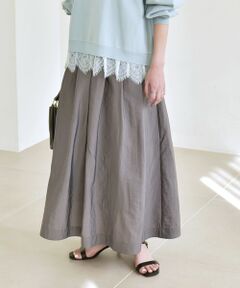 SHIPS / シップス ロング・マキシ丈スカート | 《予約》quaranciel:〈洗濯機可能〉ナイロン ステッチ タック フレア スカート