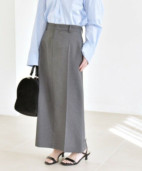 SHIPS / シップス ロング・マキシ丈スカート | 《予約》quaranciel :〈洗濯機可能〉ベルト デザイン Iライン ロング スカート（チャコールグレー）