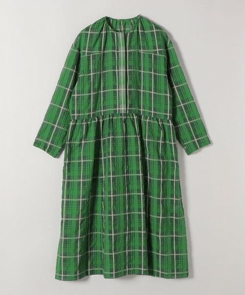 SHIPS / シップス ロング・マキシ丈ワンピース | quaranciel:〈手洗い可能〉シアー チェック クルーネック ギャザー ワンピース | 詳細11