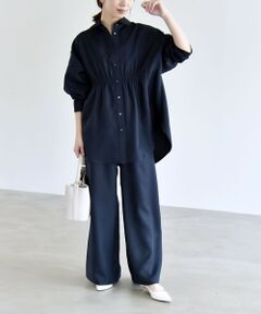 SHIPS / シップス サロペット・オールインワン | 《予約》quaranciel:〈洗濯機可能〉ギャザー シャツ & イージー パンツ セットアップ