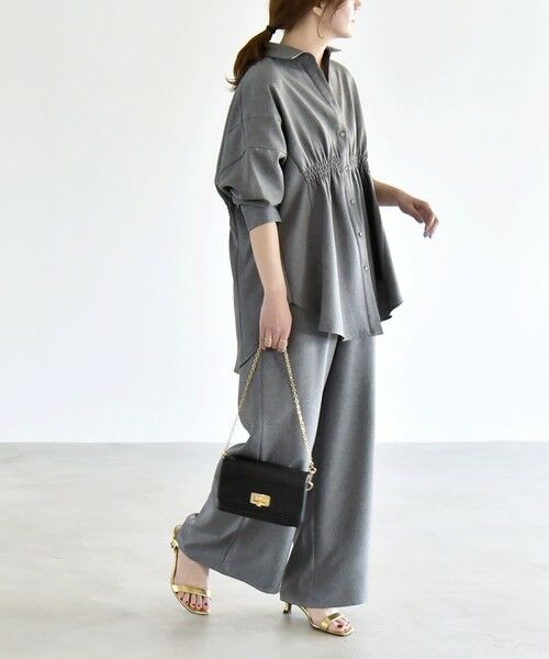 SHIPS / シップス サロペット・オールインワン | 《予約》quaranciel:〈洗濯機可能〉ギャザー シャツ & イージー パンツ セットアップ | 詳細2