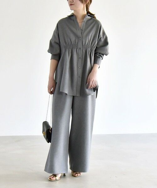 SHIPS / シップス サロペット・オールインワン | 《予約》quaranciel:〈洗濯機可能〉ギャザー シャツ & イージー パンツ セットアップ | 詳細7