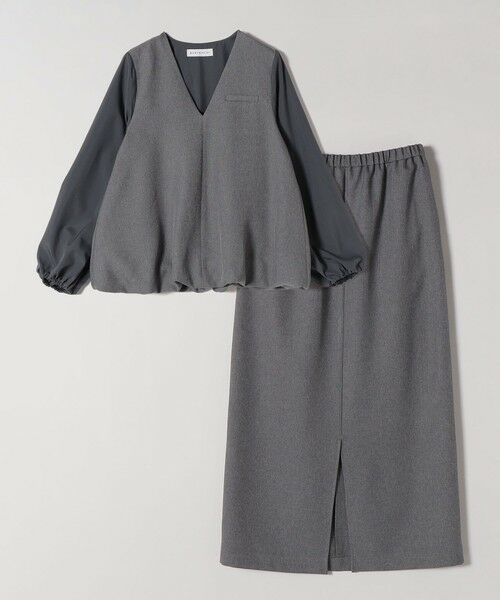 SHIPS / シップス ロング・マキシ丈ワンピース | 《予約》quaranciel:〈洗濯機可能〉Vネック ブラウス & Iライン スカート セットアップ | 詳細23