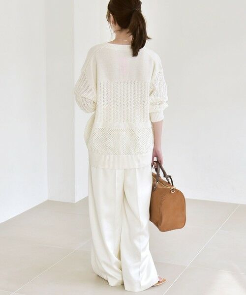 SHIPS / シップス ニット・セーター | 《予約》quaranciel:〈手洗い可能〉レース × メッシュ編み スキッパー ニット プルオーバー | 詳細2