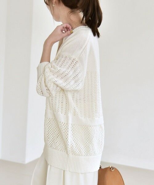 SHIPS / シップス ニット・セーター | 《予約》quaranciel:〈手洗い可能〉レース × メッシュ編み スキッパー ニット プルオーバー | 詳細6