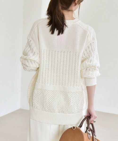 SHIPS / シップス ニット・セーター | 《予約》quaranciel:〈手洗い可能〉レース × メッシュ編み スキッパー ニット プルオーバー | 詳細7