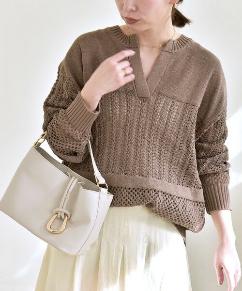 SHIPS / シップス ニット・セーター | 《予約》quaranciel:〈手洗い可能〉レース × メッシュ編み スキッパー ニット プルオーバー | 詳細12