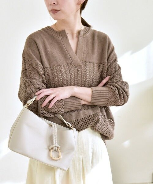 SHIPS / シップス ニット・セーター | 《予約》quaranciel:〈手洗い可能〉レース × メッシュ編み スキッパー ニット プルオーバー | 詳細13