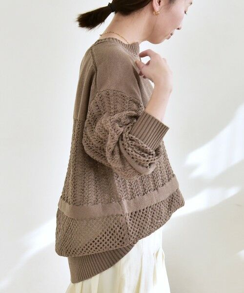 SHIPS / シップス ニット・セーター | 《予約》quaranciel:〈手洗い可能〉レース × メッシュ編み スキッパー ニット プルオーバー | 詳細16