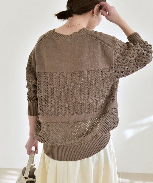 SHIPS / シップス ニット・セーター | 《予約》quaranciel:〈手洗い可能〉レース × メッシュ編み スキッパー ニット プルオーバー | 詳細17