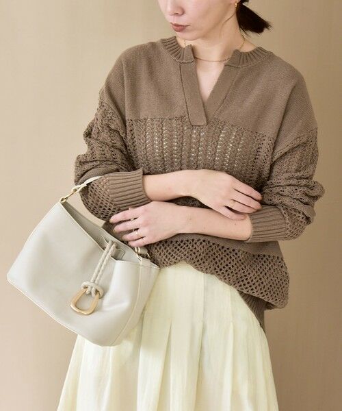 SHIPS / シップス ニット・セーター | 《予約》quaranciel:〈手洗い可能〉レース × メッシュ編み スキッパー ニット プルオーバー | 詳細21