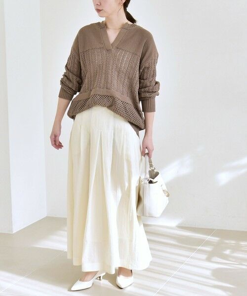 SHIPS / シップス ニット・セーター | 《予約》quaranciel:〈手洗い可能〉レース × メッシュ編み スキッパー ニット プルオーバー | 詳細10