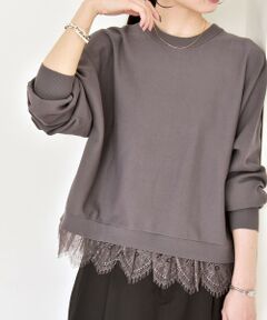 SHIPS / シップス ニット・セーター | 《予約》quaranciel:〈手洗い可能〉レース ドッキング ドルマン ニット プルオーバー