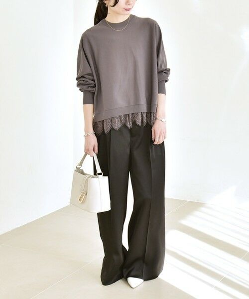 SHIPS / シップス ニット・セーター | 《予約》quaranciel:〈手洗い可能〉レース ドッキング ドルマン ニット プルオーバー | 詳細1