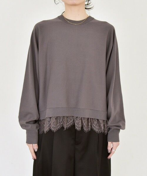 SHIPS / シップス ニット・セーター | 《予約》quaranciel:〈手洗い可能〉レース ドッキング ドルマン ニット プルオーバー | 詳細16