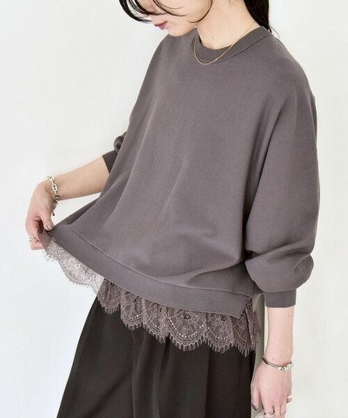 SHIPS / シップス ニット・セーター | 《予約》quaranciel:〈手洗い可能〉レース ドッキング ドルマン ニット プルオーバー | 詳細3