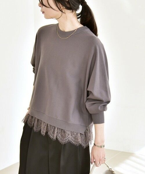 SHIPS / シップス ニット・セーター | 《予約》quaranciel:〈手洗い可能〉レース ドッキング ドルマン ニット プルオーバー | 詳細7