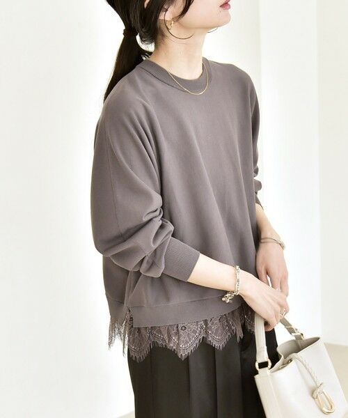 SHIPS / シップス ニット・セーター | 《予約》quaranciel:〈手洗い可能〉レース ドッキング ドルマン ニット プルオーバー | 詳細9