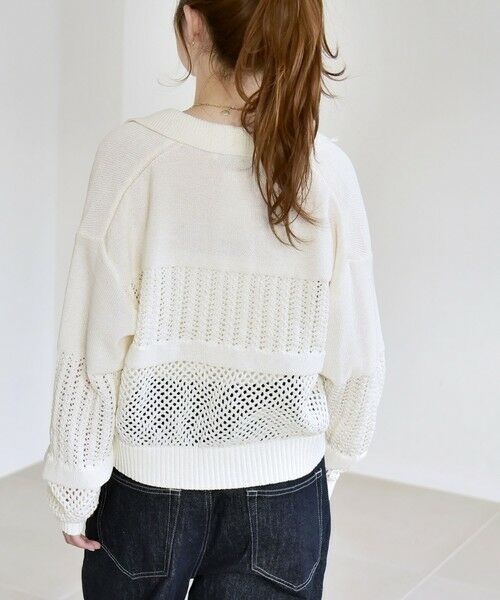 SHIPS / シップス カーディガン・ボレロ | 《予約》quaranciel:〈手洗い可能〉レース × メッシュ編み ポロ ニット カーディガン | 詳細6