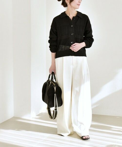 SHIPS / シップス カーディガン・ボレロ | 《予約》quaranciel:〈手洗い可能〉レース × メッシュ編み ポロ ニット カーディガン | 詳細10