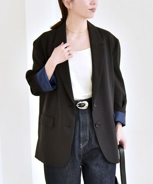 SHIPS / シップス テーラードジャケット | 《予約》quaranciel:〈手洗い可能〉ウーステッド テーラード ボタン ジャケット（ブラック）