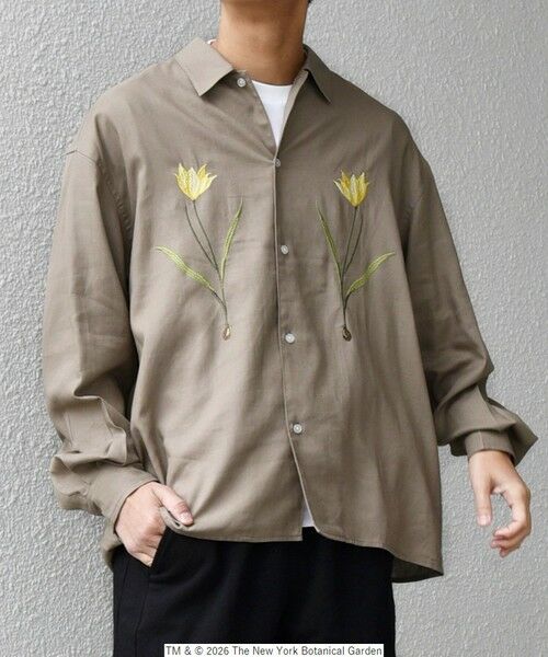 SHIPS / シップス シャツ・ブラウス | 【SHIPS any別注】NYBG: フラワー ロゴ 刺繍 リラックス リネン ミックス シャツ◆（キャメル）