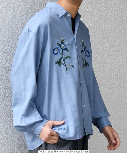 SHIPS / シップス シャツ・ブラウス | 【SHIPS any別注】NYBG: フラワー ロゴ 刺繍 リラックス リネン ミックス シャツ◆（ライトブルー）