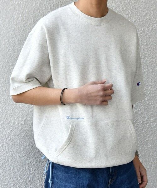 SHIPS / シップス Tシャツ | 【SHIPS any別注】Champion: ロゴ 刺繍 スピンドル スウェット Tシャツ 26SS◆（ナチュラル）