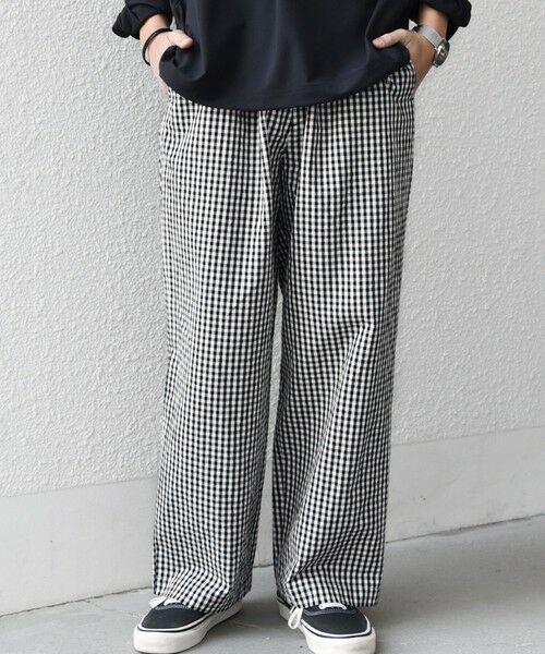 SHIPS / シップス その他パンツ | SHIPS any:〈洗濯機可能〉マイクロ チェック イージー パンツ(セットアップ対応)◆（ブラック）