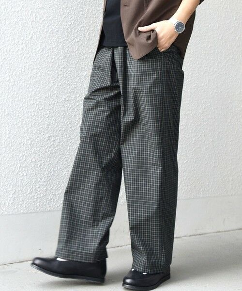 SHIPS / シップス その他パンツ | SHIPS any:〈洗濯機可能〉マイクロ チェック イージー パンツ(セットアップ対応)◆（オリーブ）