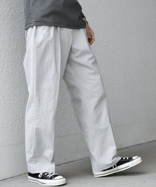 SHIPS / シップス その他パンツ | SHIPS any: コットン/ナイロン ワッシャー 2タック セミワイド イージー パンツ(セットアップ対応)◆（ライトグレー）
