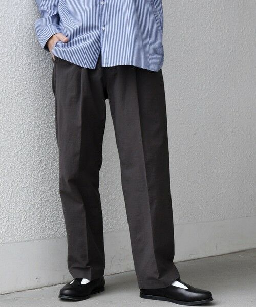 SHIPS / シップス その他パンツ | SHIPS any: コットン/ナイロン ワッシャー 2タック セミワイド イージー パンツ(セットアップ対応)◆（ブラウン）