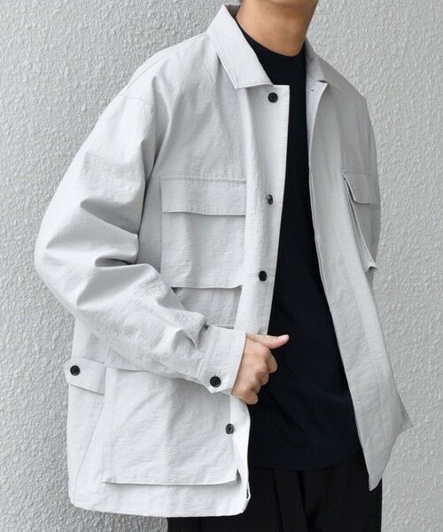 SHIPS / シップス シャツ・ブラウス | SHIPS any: コットン/ナイロン ワッシャー BDU シャツ(セットアップ対応)◆（ライトグレー）