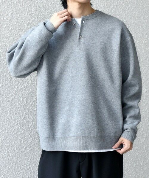SHIPS / シップス ニット・セーター | SHIPS any:〈手洗い可能〉ミラノリブ コットンライク ヘンリーネック ニット◆（グレー）