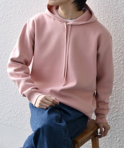 SHIPS / シップス パーカー | SHIPS any:〈手洗い可能〉ミラノリブ コットンライク ニット プルオーバー パーカー◆（ピンク）